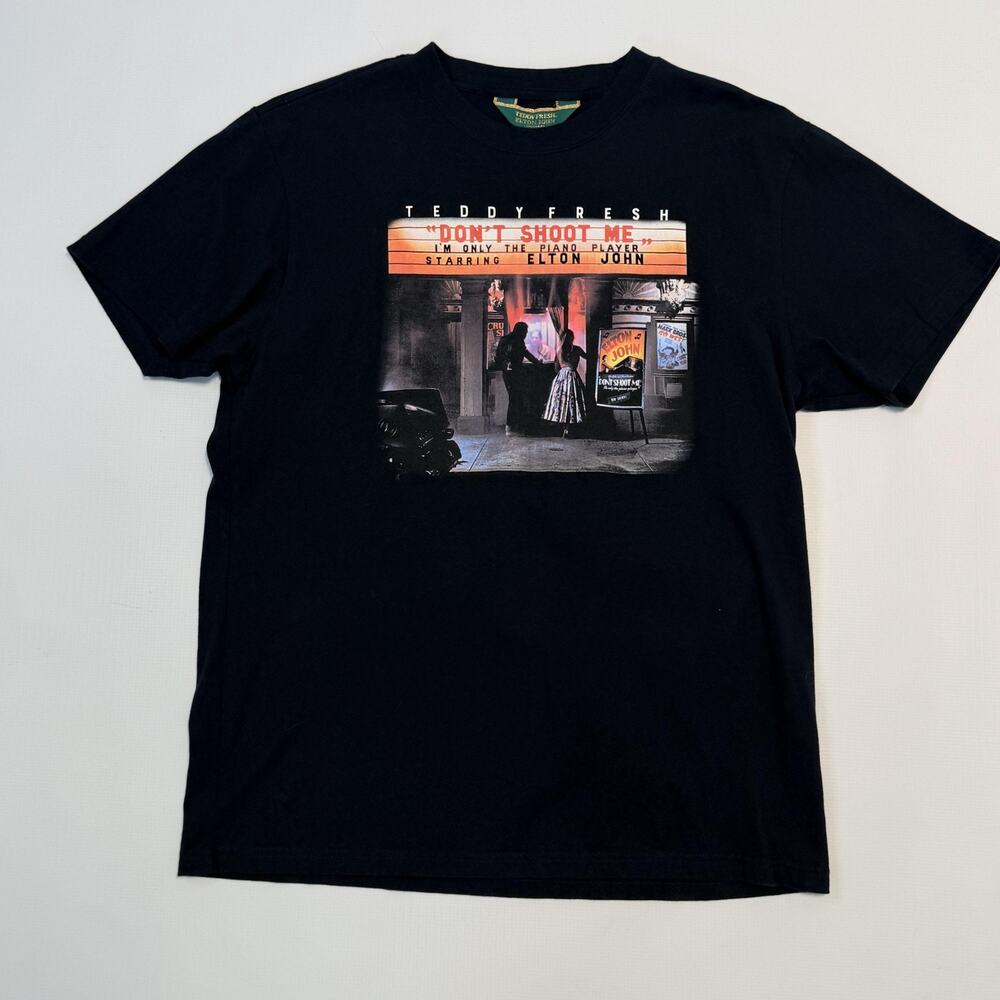 Teddy Fresh Elton John Shirt Mens Medium Black Don't Shoot Me Graphic Tee Album